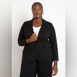Eloquii Black The Ultimate Stretch Suit Long Line One Button Blazer Plus Size 22